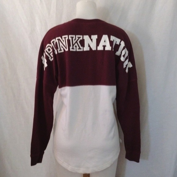 Victoria's Secret PINK Nation Cozy Colorblock Ribbed Long Sleeve Pullover Top S - Picture 6 of 9